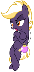 Size: 4078x8418 | Tagged: safe, artist:estories, oc, oc only, oc:wildheart, earth pony, pony, g4, absurd resolution, bipedal, bipedal leaning, christmas ball, crossed hooves, female, leaning, lidded eyes, mare, open mouth, simple background, solo, transparent background, vector