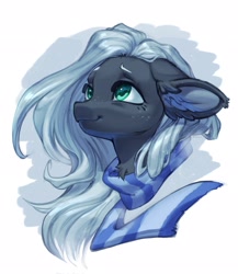 Size: 1779x2048 | Tagged: safe, artist:rrusha, oc, oc only, pony, bust, clothes, ear fluff, female, mare, scarf