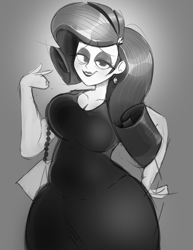 Size: 2550x3300 | Tagged: safe, artist:cakeponer, rarity, human, g4, female, humanized, monochrome, solo