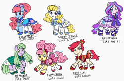 Size: 2026x1331 | Tagged: safe, artist:serasugee, oc, oc only, earth pony, pony, unicorn, chibi, clothes, group, horn, magical girl, precure, pretty cure