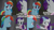 Size: 2000x1125 | Tagged: safe, edit, edited screencap, editor:quoterific, screencap, rainbow dash, rarity, pegasus, pony, unicorn, g4, my little pony: friendship is magic, season 8, the end in friend, duo, duo female, female, horn, magic, magic aura, mare