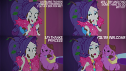 Size: 2000x1125 | Tagged: safe, edit, edited screencap, editor:quoterific, screencap, princess thunder guts, rarity, supernova zap, dog, pomeranian, equestria girls, g4, lost and pound, lost and pound: rarity, my little pony equestria girls: choose your own ending, dirt