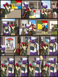 Size: 1750x2333 | Tagged: safe, artist:99999999000, oc, oc only, oc:firearm king, oc:mar baolin, earth pony, unicorn, comic:affection, comic, horn, painting