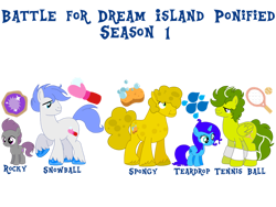 Size: 1032x774 | Tagged: safe, artist:meghan12345, earth pony, pegasus, pony, unicorn, g4, battle for dream island, colored hooves, colt, cutie mark, female, filly, foal, folded wings, group, hooves, horn, lidded eyes, male, ponified, rocky (battle for dream island), simple background, smiling, snowball (battle for dream island), spongy (battle for dream island), stallion, teardrop (battle for dream island), tennis ball (battle for dream island), transparent background, wings