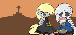 Size: 2610x1220 | Tagged: safe, artist:蛋定人士, derpy hooves, oc, oc:paradiso, pegasus, fallout equestria, g4, fallout, fallout: new vegas