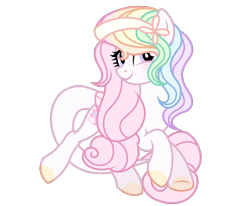 Size: 1480x1220 | Tagged: safe, artist:cstrawberrymilk, oc, oc only, oc:candy dream, pegasus, pony, alternate hairstyle, colored hooves, eyelashes, female, floating heart, flower, flower in hair, folded wings, freckles, headband, heart, hooves, lavender eyes, leonine tail, lidded eyes, long mane, long tail, mare, multicolored hair, pastel, pink tail, ponytail, purple eyes, rainbow hair, simple background, smiling, solo, tail, tied mane, transparent background, wavy mane, wavy tail, white coat, wings, yellow hooves