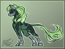 Size: 3000x2250 | Tagged: safe, artist:stardustspix, oc, oc only, oc:gloomy waters, kelpie, black sclera, cloven hooves, coat markings, colored eyelashes, eyebrows, eyebrows visible through hair, gradient background, high res, leonine tail, male, no pupils, solo, tail