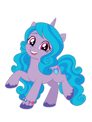 Size: 1080x1440 | Tagged: safe, artist:double_dove, izzy moonbow, pony, unicorn, g4, g5, my little pony: a new generation, female, full body, g5 to g4, generation leap, hooves, horn, mare, simple background, smiling, solo, tail, transparent background, vector, vector trace