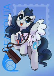 Size: 902x1280 | Tagged: safe, artist:marsel1nushka, oc, oc only, pegasus, pony, gradient background, pegasus oc, solo