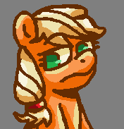 Size: 176x183 | Tagged: safe, artist:rosa ushiromiya, applejack, earth pony, pony, g4, digital art, female, gray background, mare, pixel-crisp art, simple background, solo