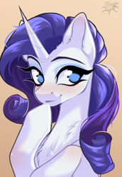 Size: 3240x4705 | Tagged: safe, artist:jsunlight, rarity, pony, unicorn, g4, aside glance, bust, female, gradient background, horn, looking at you, mare, portrait, solo