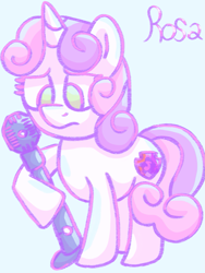 Size: 1203x1600 | Tagged: safe, artist:rosa ushiromiya, sweetie belle, pony, unicorn, g4, digital art, female, horn, mare, microphone, pastel, solo