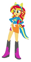 Size: 328x647 | Tagged: safe, sunset shimmer, human, equestria girls, g4, boots, clothes, helping twilight win the crown, high heel boots, shirt, shoes, simple background, skirt, solo, sweater, white background