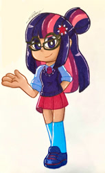 Size: 750x1225 | Tagged: safe, artist:imtailsthefoxfan, sci-twi, twilight sparkle, human, g4, female, glasses, humanized, solo