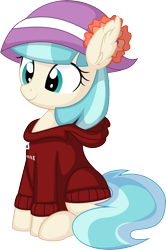 Size: 5320x7989 | Tagged: safe, artist:cyanlightning, edit, coco pommel, earth pony, pony, g4, .svg available, absurd resolution, canada, clothes, cocobetes, cute, ear fluff, female, hat, hoodie, mare, meme, simple background, sitting, solo, transparent background, vector