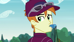 Size: 1280x720 | Tagged: safe, artist:nathaniel718, screencap, coach rommel, human, equestria girls, g4, my little pony equestria girls: friendship games, cap, hat, looking back, male, sunglasses, whistle