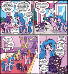 Size: 1455x1583 | Tagged: safe, artist:shauna j. grant, idw, hitch trailblazer, izzy moonbow, pipp petals, sunny starscout, violette rainbow, zipp storm, earth pony, pegasus, pony, unicorn, g5, spoiler:comic, spoiler:g5comic, spoiler:g5comic14, female, filly, foal, heart, heart mark, horn, male, mane five, mane melody (location), mare, maretime bay, stallion, stripes, vitiligo