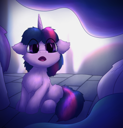 Size: 2300x2400 | Tagged: safe, artist:gosha305, princess celestia, twilight sparkle, twilight velvet, pony, unicorn, g4, :o, canterlot, chest fluff, cute, ear fluff, eye clipping through hair, female, filly, filly twilight sparkle, floppy ears, fluffy, foal, folded wings, full body, horn, looking at someone, mare, open mouth, sitting, solo focus, trio, twiabetes, unicorn twilight, wings, younger