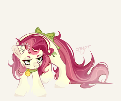 Size: 2400x2000 | Tagged: safe, artist:спирт, roseluck, earth pony, pony, g4, behaving like a cat, bow, collar, colored eyebrows, commission, commissioner:doom9454, cute, female, loading, mare, meme, pet tag, ponified animal photo, pony pet, rosepet, solo, standing, tail, tail bow