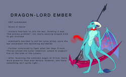 Size: 2429x1493 | Tagged: safe, artist:witherslayer73, princess ember, dragon, g4, alternate universe, bloodstone scepter, infinite eclipse, magic, scepter, scythe, solo, story included, text