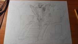 Size: 1600x899 | Tagged: safe, artist:shadowdream, pony, anthro, castle, graveyard, grim reaper, traditional art