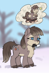 Size: 935x1390 | Tagged: safe, artist:gor1ck, oc, oc only, pony, yakutian horse, knife, snow, solo