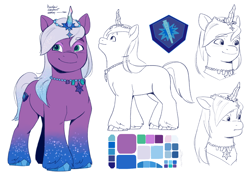 Size: 4132x2919 | Tagged: safe, artist:daisy_marshmallow, violet frost, auroricorn, pony, series:daisy m's mym ref set, g5, cutie mark, female, jewelry, mare, necklace, reference sheet, simple background, white background