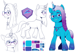 Size: 4132x2919 | Tagged: safe, artist:daisy_marshmallow, comet (g5), auroricorn, pony, series:daisy m's mym ref set, g5, cutie mark, jewelry, male, necklace, reference sheet, simple background, stallion, white background