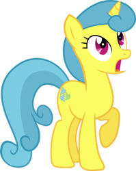 Size: 1280x1612 | Tagged: safe, artist:yellowdash1998v2, lemon hearts, pony, unicorn, friendship is magic, g4, female, horn, mare, open mouth, raised hoof, shocked, simple background, solo, transparent background, vector