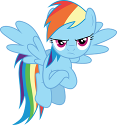 Size: 1280x1369 | Tagged: safe, artist:yellowdash1998v2, rainbow dash, pegasus, pony, g4, testing testing 1-2-3, crossed arms, female, flying, frown, mare, simple background, solo, spread wings, transparent background, vector, wings