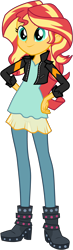 Size: 1450x5000 | Tagged: safe, artist:octosquish7260, sunset shimmer, human, equestria girls, g4, boots, clothes, cute, denim, dress, female, jacket, jeans, pants, shimmerbetes, shoes, simple background, solo, standing, transparent background