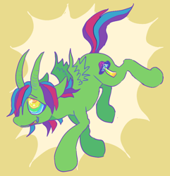 Size: 694x720 | Tagged: safe, artist:rainbowteeth, oc, oc only, oc:baphomet lenz, alicorn, horn, solo, wings