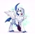 Size: 2157x2160 | Tagged: safe, artist:buvanybu, oc, oc only, absol, pegasus, pony, clothes, costume, kigurumi, looking at you, pokémon, simple background, solo, spread wings, white background, wings