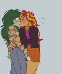 Size: 1080x1280 | Tagged: safe, artist:zigmeow, sunset shimmer, wallflower blush, human, equestria girls, g4, duo, duo female, eyes closed, female, kiss on the lips, kissing, lesbian, pinpoint eyes, ship:wallset, shipping, surprise kiss, wide eyes