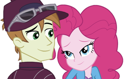 Size: 1808x1152 | Tagged: safe, artist:nathaniel718, coach rommel, pinkie pie, human, equestria girls, g4, couple, female, flirting, happy, looking at each other, looking at someone, male, ship:rommelpie, simple background, white background