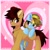 Size: 1974x1978 | Tagged: safe, artist:arllistar, oc, oc only, oc:blitz shadow, oc:lucky bolt, earth pony, pegasus, pony, backwards ballcap, baseball cap, blushing, bow, cap, commission, couple, duo, duo male and female, female, hair bow, hat, heart, heart background, looking at each other, looking at someone, male, pentagram, shipping, straight, ych result