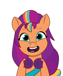 Size: 750x900 | Tagged: safe, artist:prixy05, sunny starscout, earth pony, pony, g5, my little pony: tell your tale, female, heart hands, hoof heart, looking at you, mane stripe sunny, mare, open mouth, simple background, solo, transparent background, underhoof, vector