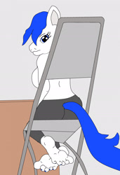 Size: 1587x2322 | Tagged: safe, artist:crinard, oc, oc only, oc:jc, earth pony, anthro, plantigrade anthro, barefoot, chair, earth pony oc, feet, fetish, foot fetish, sitting, solo