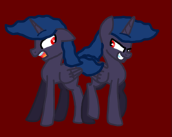 Size: 691x552 | Tagged: safe, artist:twilightfan801, oc, oc only, oc:impostor killer, oc:killer, alicorn, pony, male, red background, simple background