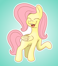 Size: 2262x2544 | Tagged: safe, artist:doodledonutart, fluttershy, pegasus, pony, g4, cute, eyes closed, female, gradient background, green background, mare, solo