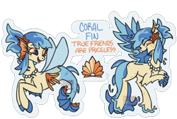 Size: 2048x1378 | Tagged: safe, artist:cingulomana, part of a set, oc, oc only, oc:coral fin, classical hippogriff, hippogriff, seapony (g4), starfish, alternate universe, bangs, blue eyes, blue hooves, blue mane, blue text, body freckles, colored, colored claws, colored eyelashes, colored hooves, colored tail, cream coat, dorsal fin, ear fluff, element of harmony, eye clipping through hair, eyebrows, eyebrows visible through hair, eyelashes, fangs, female, fin, fin ears, fin wings, fins, fish tail, flat colors, flowing mane, flowing tail, freckles, hair accessory, head fin, hippogriff oc, hooves, jewelry, leg fins, leg fluff, mane accessory, necklace, open mouth, open smile, orange eyelashes, orange eyes, orange text, outline, pearl necklace, ponytail, profile, raised claw, rearing, scales, seapony oc, sidebangs, simple background, slender, smiling, solo, sparkly eyes, spread wings, swimming, tail, tail fins, text, thin, three toned tail, tied mane, transparent background, two toned eyes, two toned mane, two toned tail, unique legs, wall of tags, water, water mane, water tail, watermark, watery wings, wingding eyes, wings, yellow coat