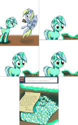 Size: 2562x4104 | Tagged: safe, artist:esuka, derpy hooves, lyra heartstrings, pony, ask-canterlot-musicians, g4, candy, food, implied lesbian, implied lyrabon, implied shipping