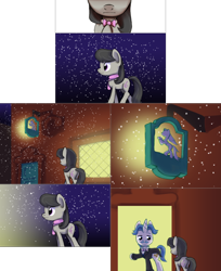 Size: 2562x3141 | Tagged: safe, artist:esuka, fancypants, octavia melody, pony, ask-canterlot-musicians, g4, bowtie, clothes, comic, duo, duo male and female, female, male, mare, necktie, scarf, snow, stallion