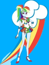 Size: 1080x1440 | Tagged: safe, artist:theemperorofhonor, rainbow dash, human, equestria girls, g4, clothes, cosplay, costume, gloves, sailor moon (series), sailor rainbow dash, shirt, shoes, skirt, solo