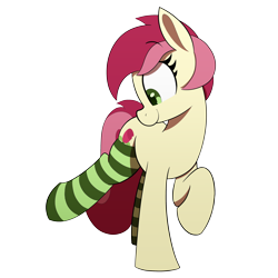 Size: 3000x3000 | Tagged: safe, artist:maretian, roseluck, earth pony, pony, g4, background pony, clothes, eyebrows, female, high res, mare, raised eyebrow, raised hoof, raised leg, simple background, socks, solo, striped socks, transparent background