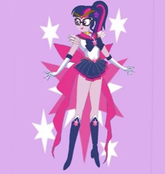 Size: 1125x1180 | Tagged: safe, artist:theemperorofhonor, sci-twi, twilight sparkle, equestria girls, g4, boots, clothes, cosplay, costume, gloves, high heel boots, sailor moon (series), sailor moon boots, sailor twilight, shirt, shoes, skirt, solo