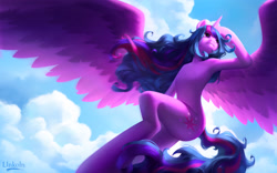 Size: 2957x1842 | Tagged: safe, artist:l1nkoln, twilight sparkle, alicorn, semi-anthro, g4, arm hooves, belly, female, human shoulders, humanoid torso, large wings, lighting, mare, ribcage, solo, spread wings, stupid sexy twilight, twilight sparkle (alicorn), wings