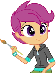 Size: 1950x2520 | Tagged: safe, edit, edited screencap, editor:mrtoonlover83, screencap, scootaloo, human, equestria girls, g4, background removed, female, not a vector, paintbrush, simple background, solo, transparent background