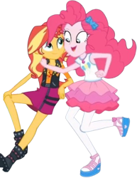 Size: 1949x2520 | Tagged: safe, edit, edited screencap, editor:homersimpson1983, screencap, pinkie pie, sunset shimmer, human, equestria girls, g4, background removed, blurry, duo, duo female, female, not a vector, simple background, transparent background