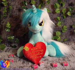 Size: 2460x2304 | Tagged: safe, artist:1stastrastudio, lyra heartstrings, pony, unicorn, fanfic:background pony, g4, heart, heart plush, horn, irl, photo, plushie, solo